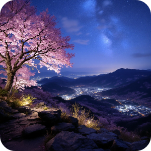 황령산 전망대 벚꽃 야경 이미지