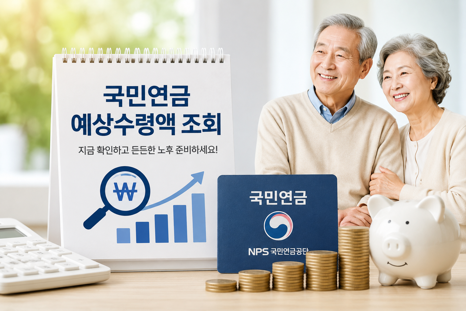 국민연금 예상수령액 조회와 노후 준비를 안내하는 이미지