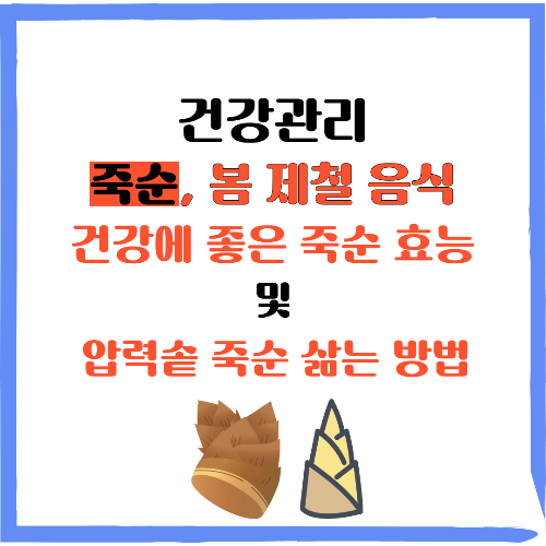 건강관리 죽순 봄 제철 음식 건강에 좋은 죽순 효능 및 압력솥 죽순 삶는 방법