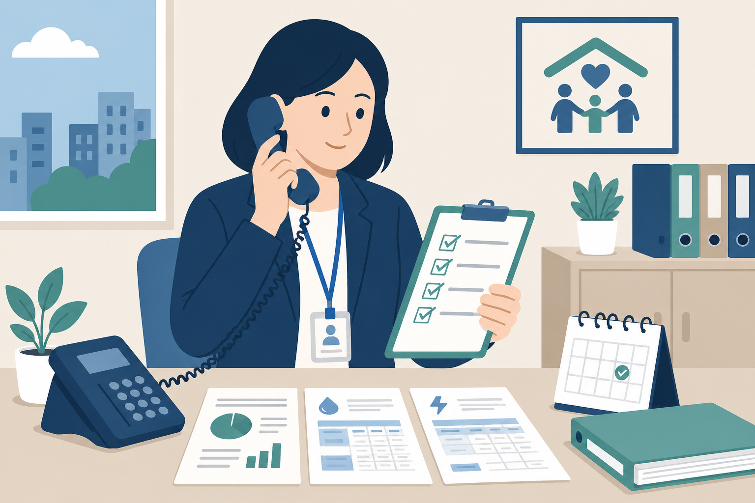 지역아동센터 냉난방비 지원 신청 방법과 필요서류를 준비하기 전 담당 기관에 문의하고 서류 기준을 점검하는 과정을 보여주는 이미지