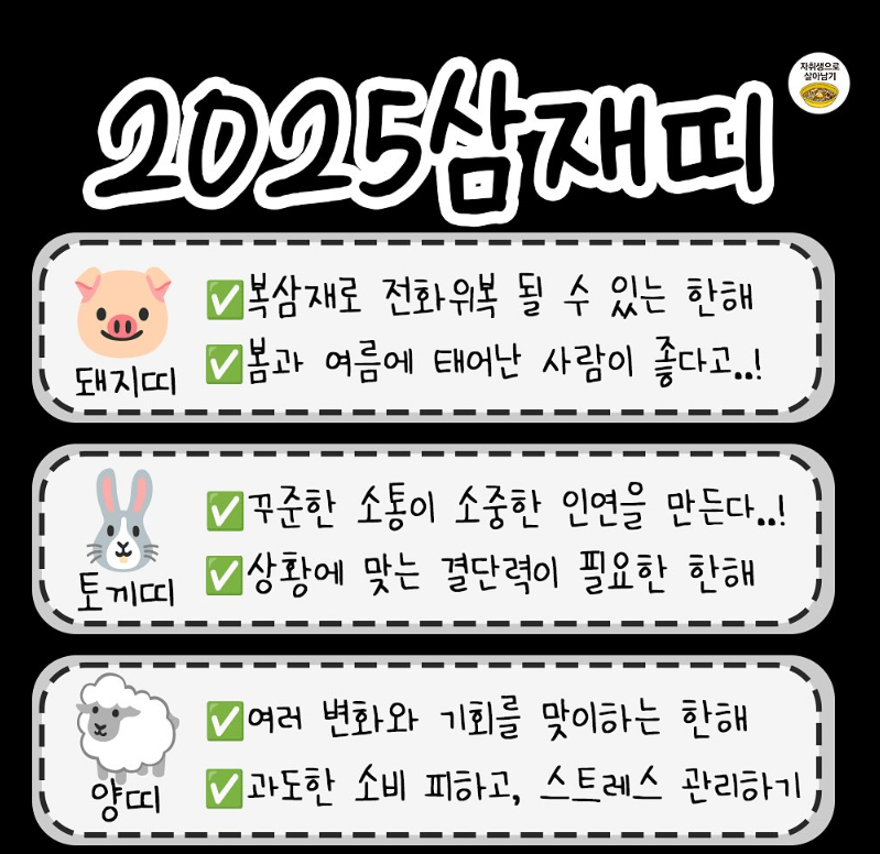 삼재 2025 무슨띠 들삼재 날삼재 복삼재 악삼재 대박띠 운세