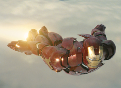 아이언맨이 수트를 입고 비행중