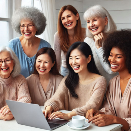 쿠팡이츠 배우고 있는 여성 시니어들