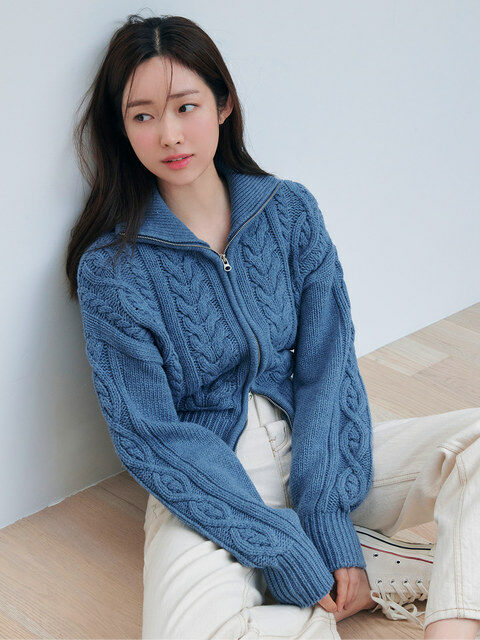 시티브리즈 CITYBREEZE 22CW 울 케이블 니트 집업 가디건 니트