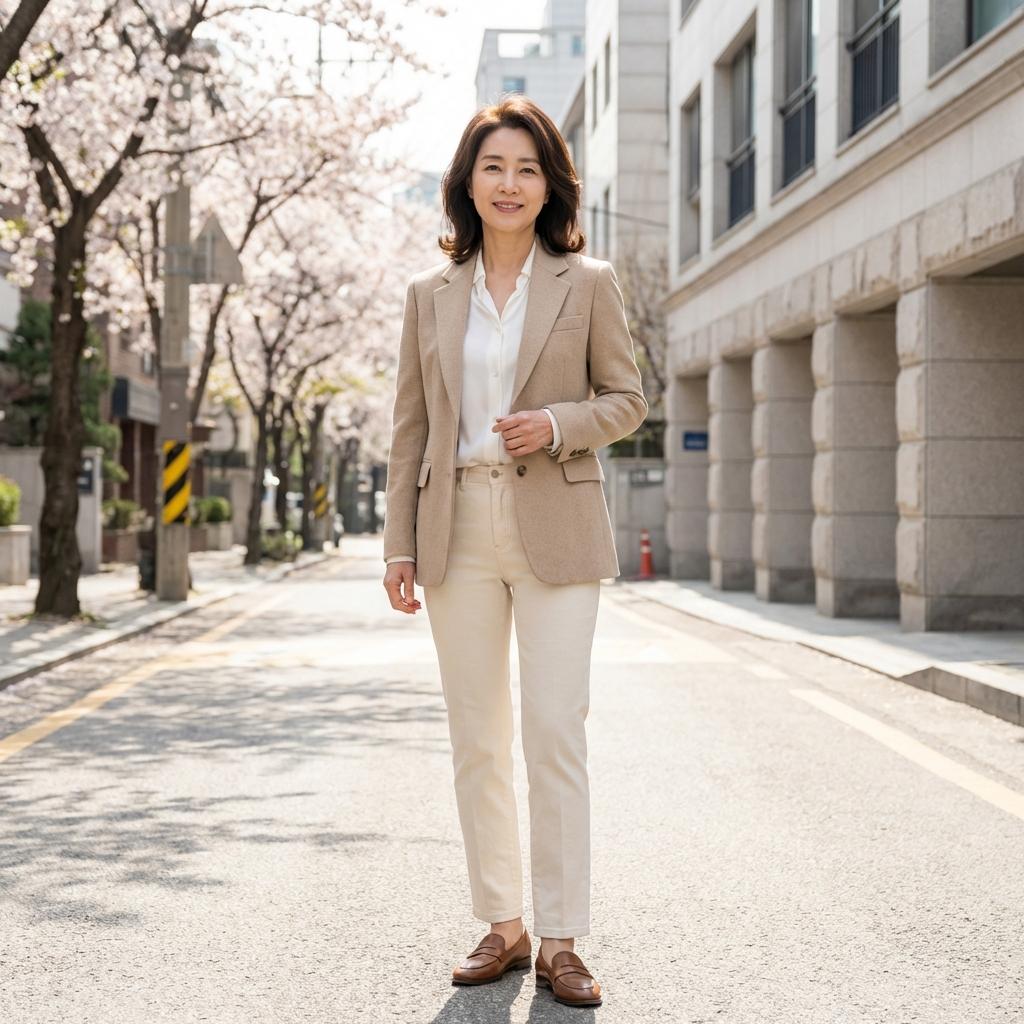 편안하면서 귀티 나는 50대 봄 코디 공식