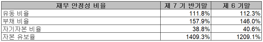 레이크머티리얼즈 - 재무 안정성 비율