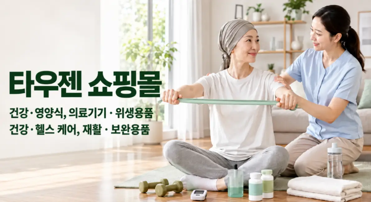 건강·영양식과 의료기기 및 생활관리용품을 확인하는 타우젠 쇼핑몰