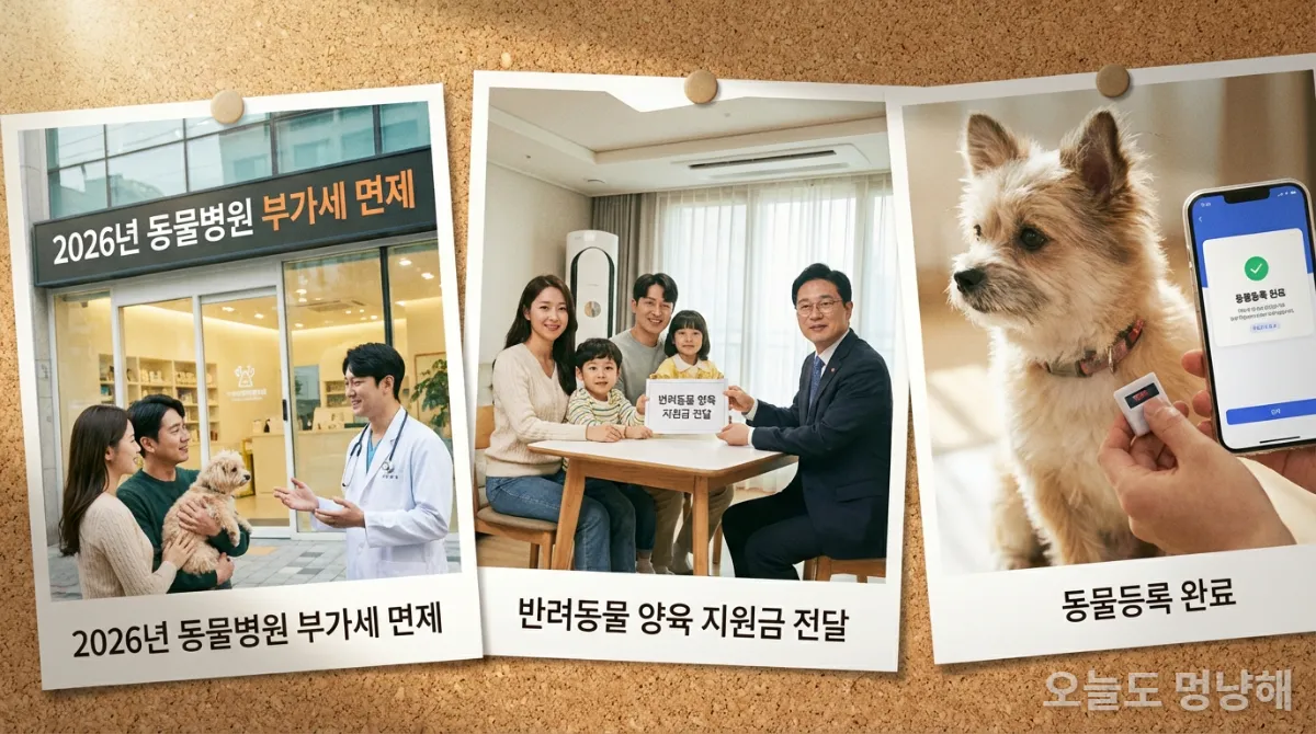 소동물 반려인을 위한 의료비 지원 및 다양한 정책을 나타내는 시각적 요소