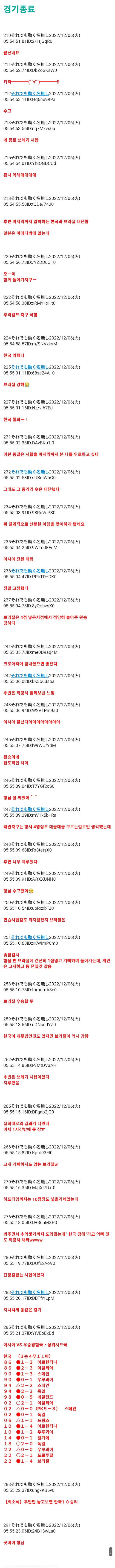 월드컵 한국과 브라질 16강 경기 일본 5ch 반응