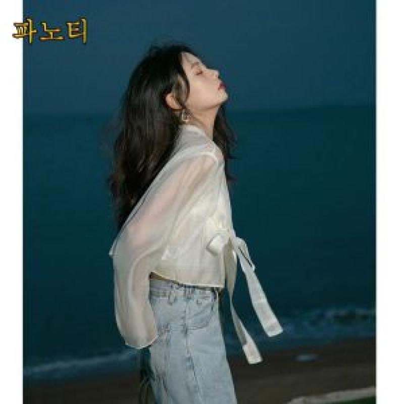 투명한 시스루 한복저고리 여성 옷고름 여름 개량한복 파노티