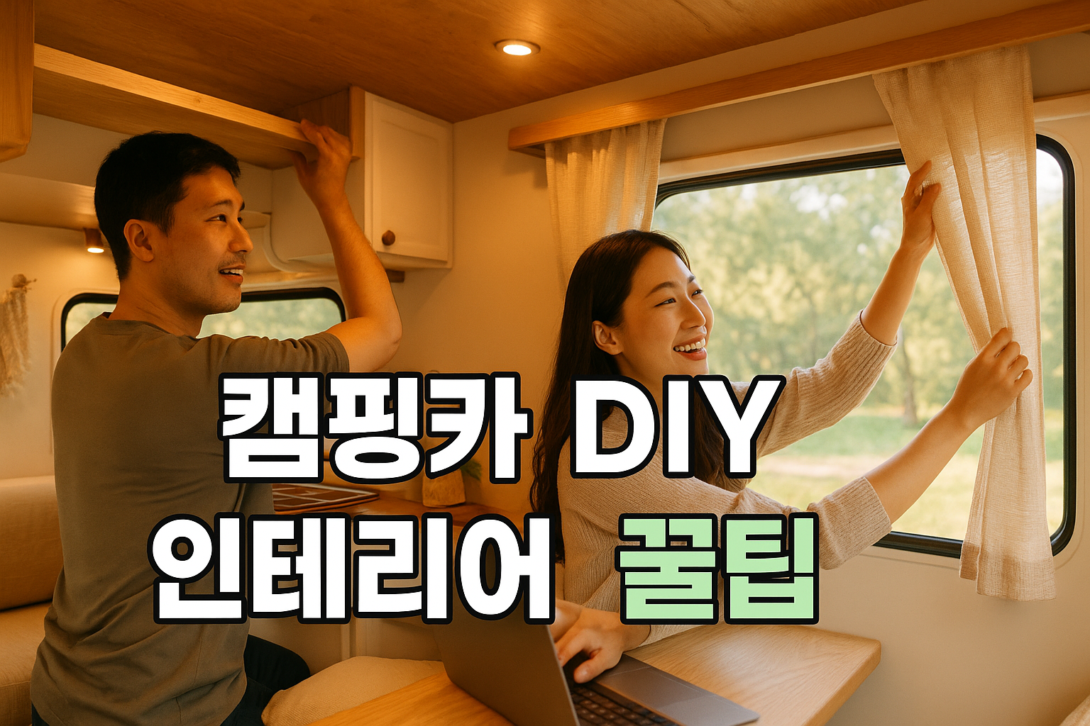 캠핑카 DIY 인테리어를 즐기는 부부