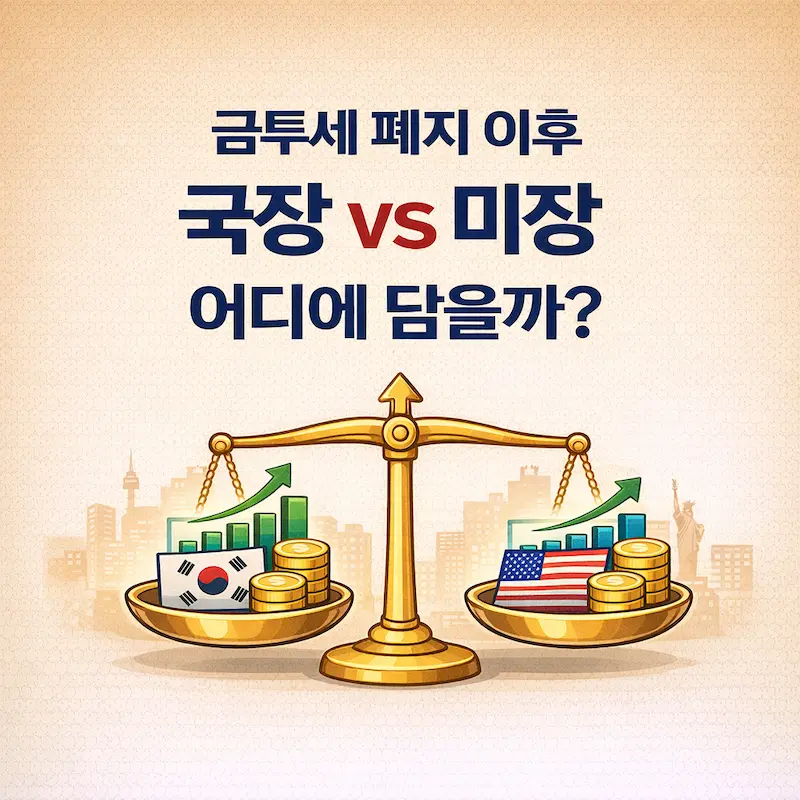 금투세 폐지 이후 국장과 미장의 세후 수익률을 비교한 2026년 ETF 자산 배분 구조도
