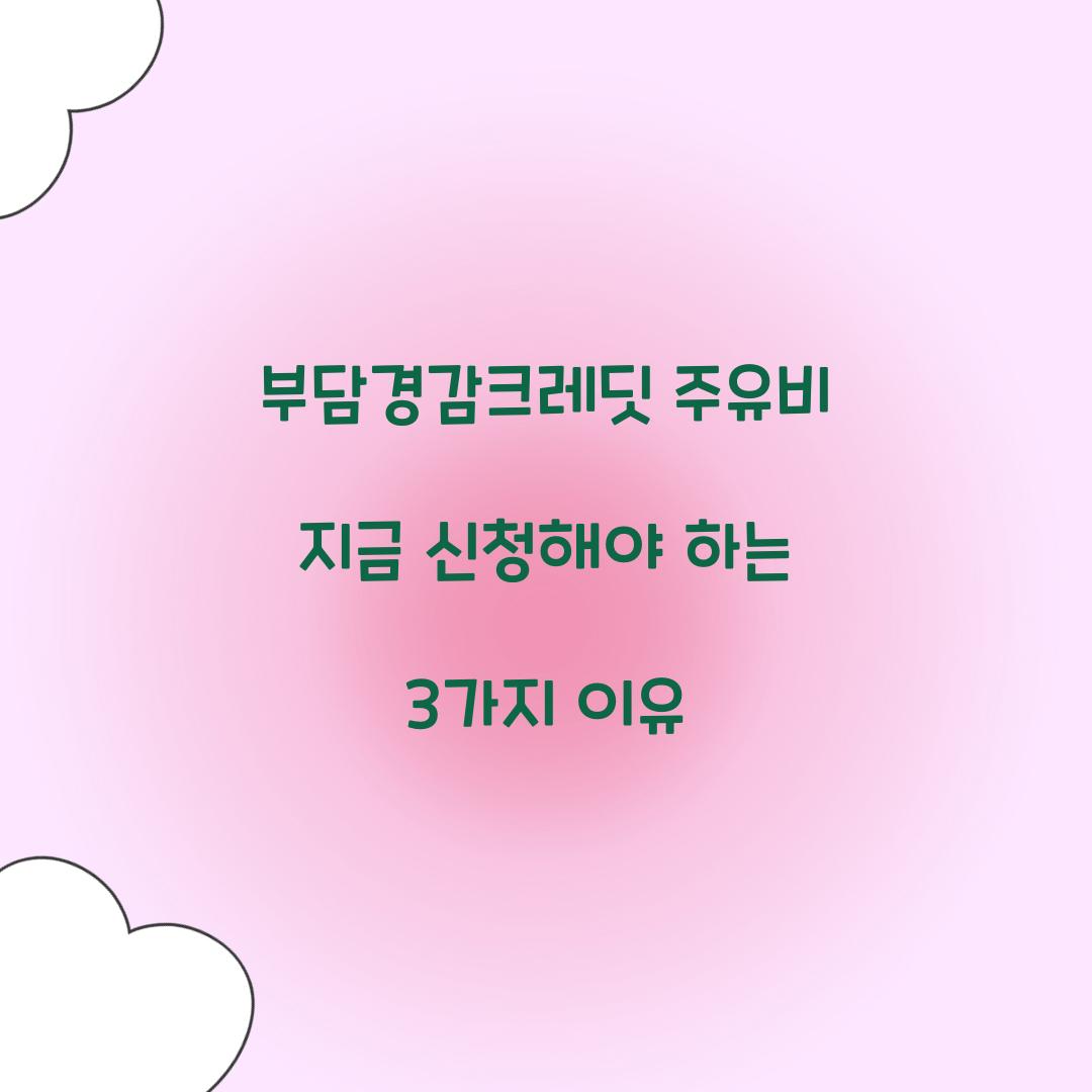 부담경감크레딧 주유비 지금 신청해야 하는 3가지 이유