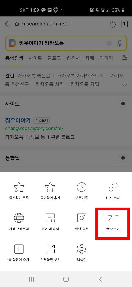 다음 메인화면 글자크기 조절2