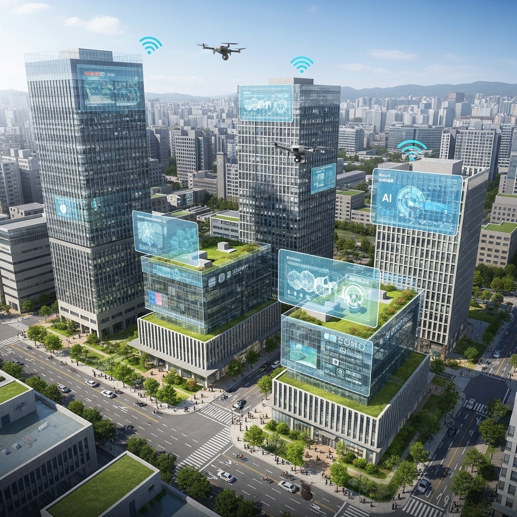 Korean smart city district integrating digital twin elements