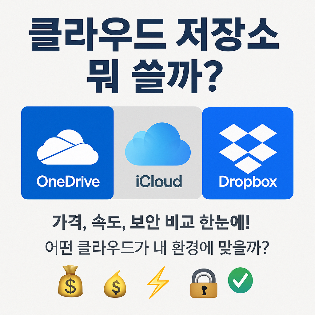 클라우드 서비스별 가격·속도·보안 비교 (OneDrive, iCloud, Dropbox)