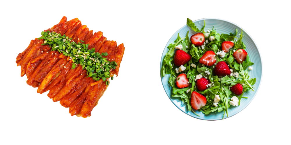 더덕구이와 딸기 샐러드 요리 이미지