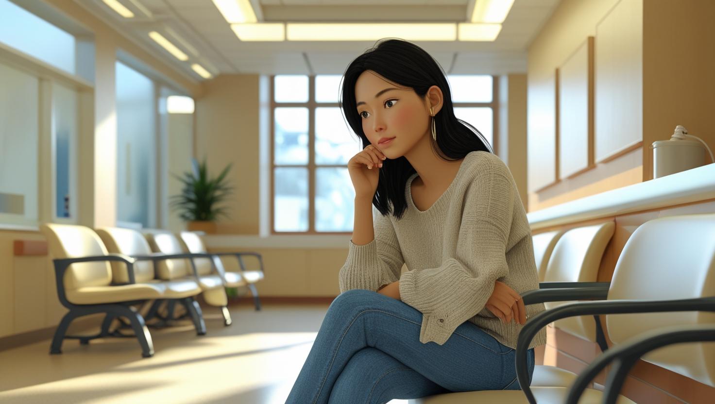 부인과 진료를 앞두고 고민하는 여성의 모습