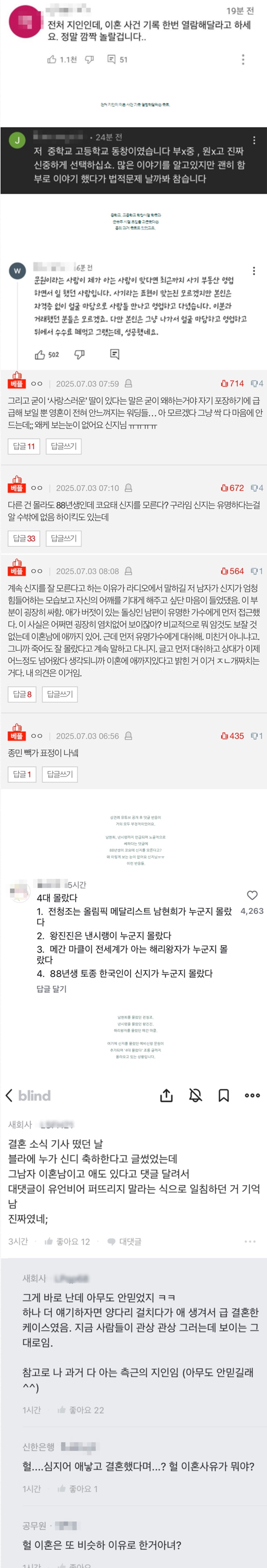 신지 결혼 논란 댓글