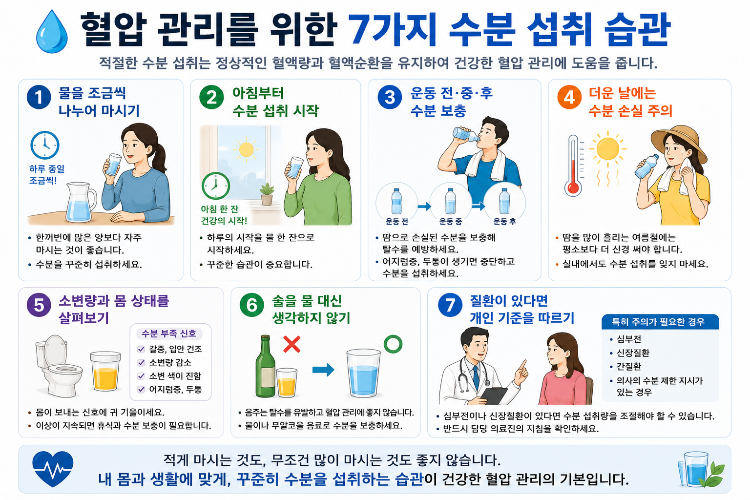 수분 섭취 습관을 정리한 참고 그림