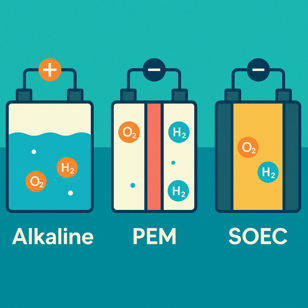 알칼라인 vs PEM vs SOEC