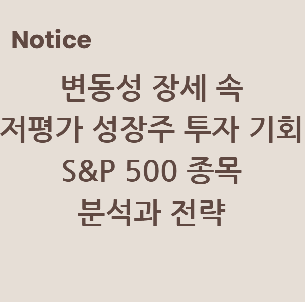 변동성 장세 속 저평가 성장주 투자 기회: S&P 500 종목 분석과 전략