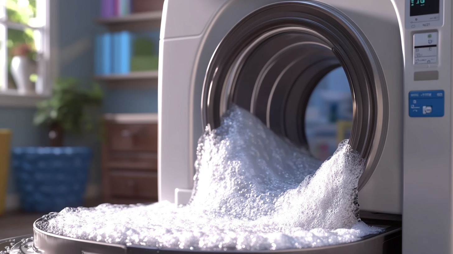 삼성 WF2417HDEEC 세탁기의 드럼 세척 과정이 위생적 유지관리를 나타내는 클로즈업 장면.