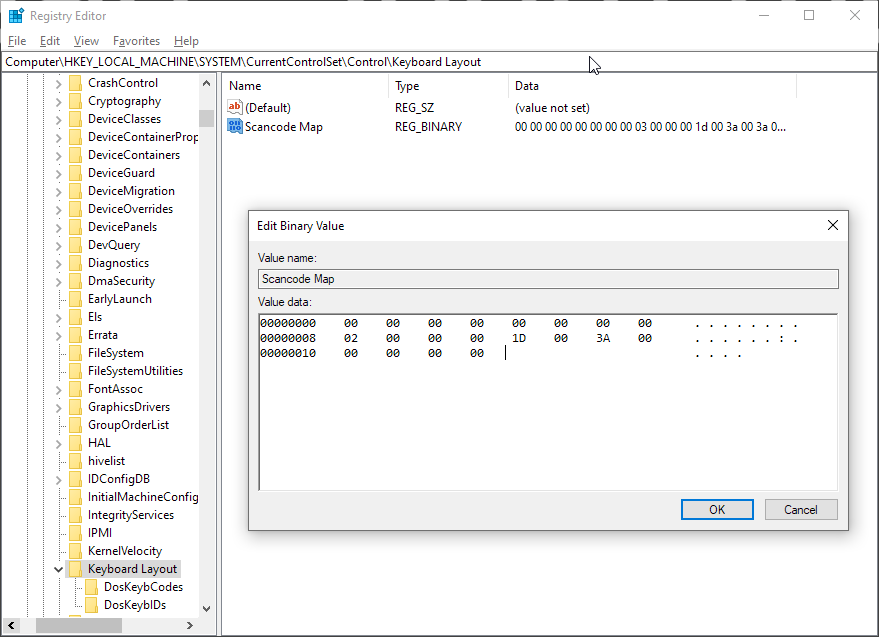 윈도우-레지스트리-편집기-스캔코드-맵-입력