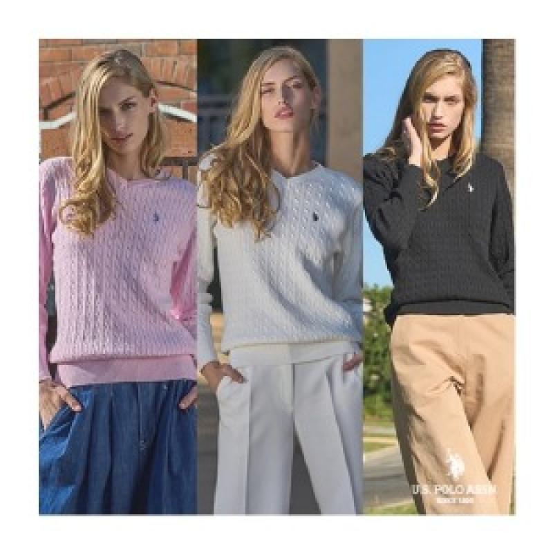 스타일온에어 USPA 폴로 케이블 니트 코튼 V넥 스웨터 여성 3종 80112289