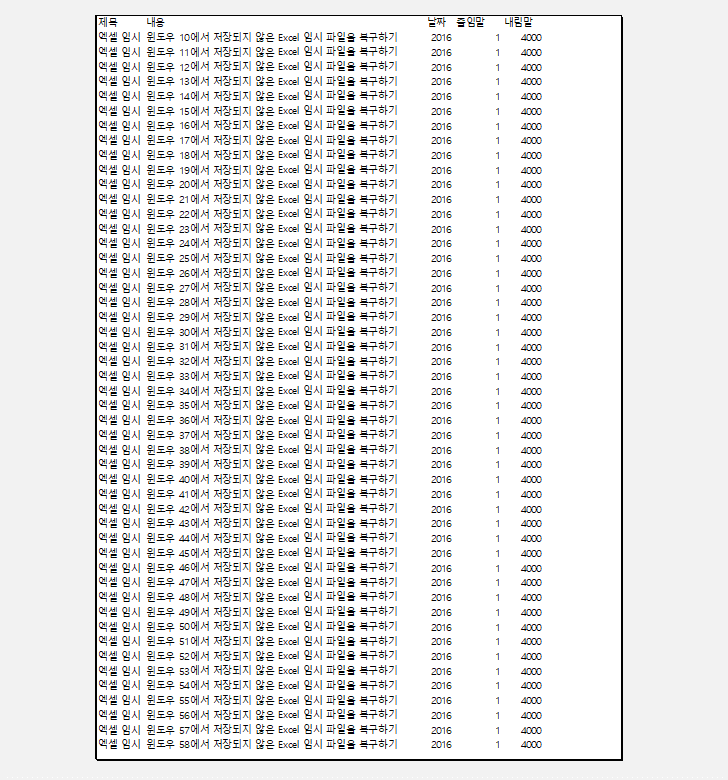 여백을 모두 0으로 설정 하는 화면
