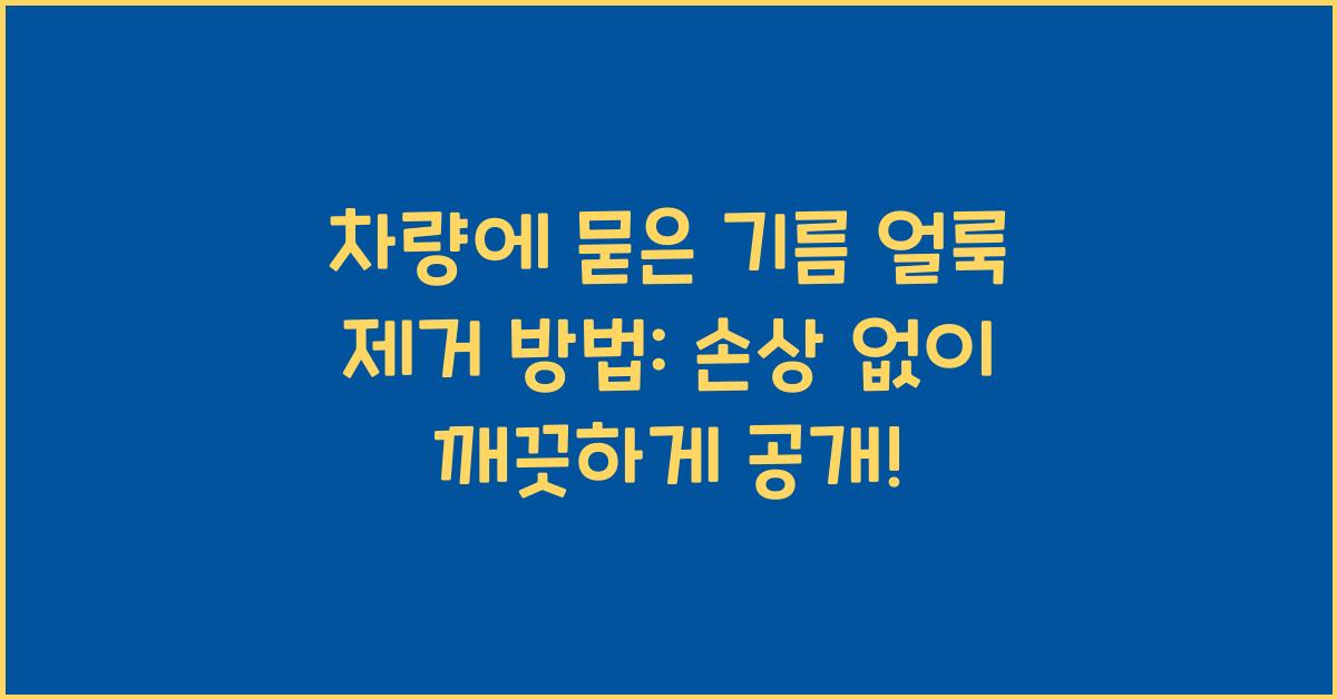차량에 묻은 기름 얼룩 제거 방법: 손상 없이 깨끗하게