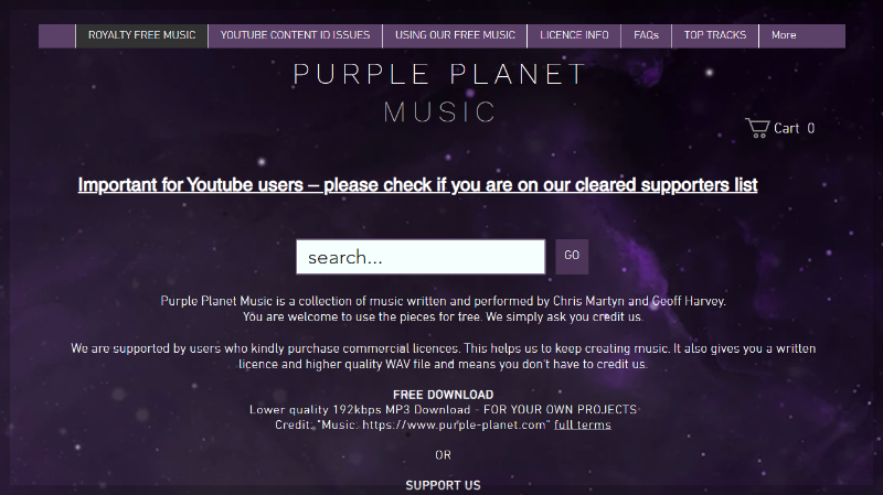 상업용, 저작권 무료 배경음악 다운로드 사이트, 퍼플 플래닛