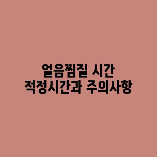 얼음찜질 시간 적정시간과 주의사항