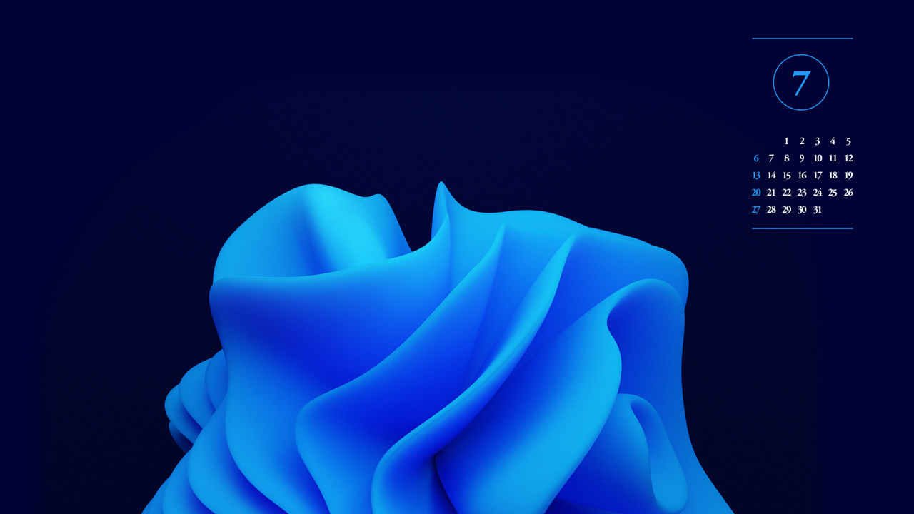 07 파란색 오브젝트 다크 A - 2025년7월 노트북배경화면