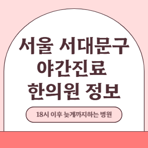 서울 서대문구 야간진료 한의원 병원 (18시 이후 늦게까지하는 병원)