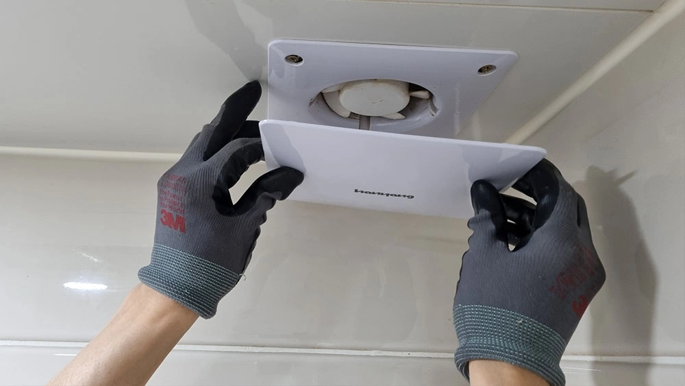 환풍기 댐퍼 연결 설치 완료 모습