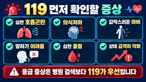 2026 추석 응급실 방문 전 119 신고 경증 중증 증상 체크리스트