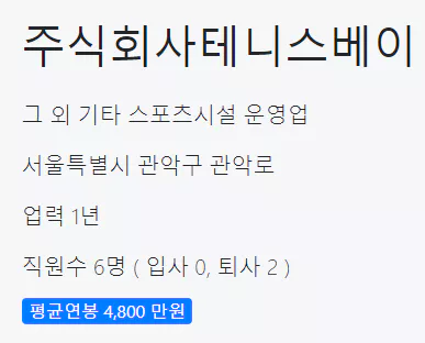 테니스베이-연봉