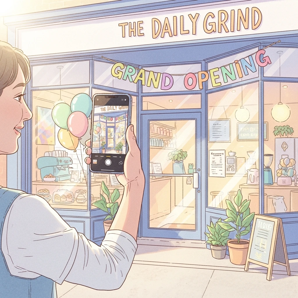 가게 오픈 사진 촬영 장면