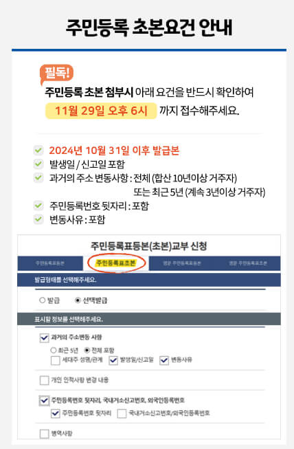 주민등록초본 제출서류 안내