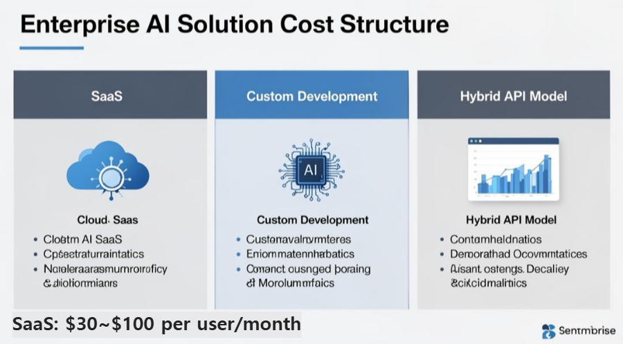 alt="기업용 AI 솔루션 비용 구조 비교 인포그래픽"