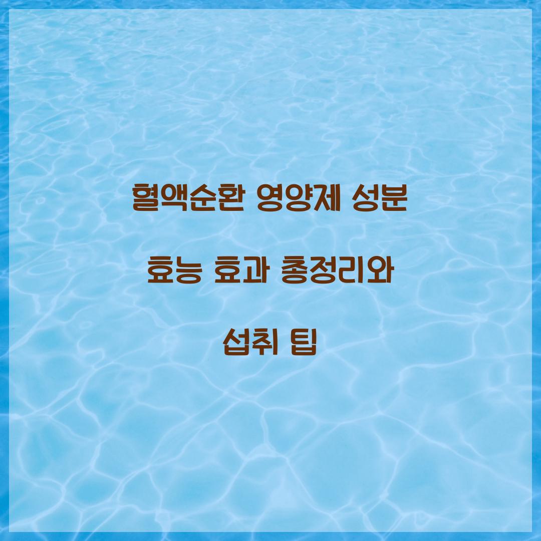 혈액순환 영양제 성분 효능 효과