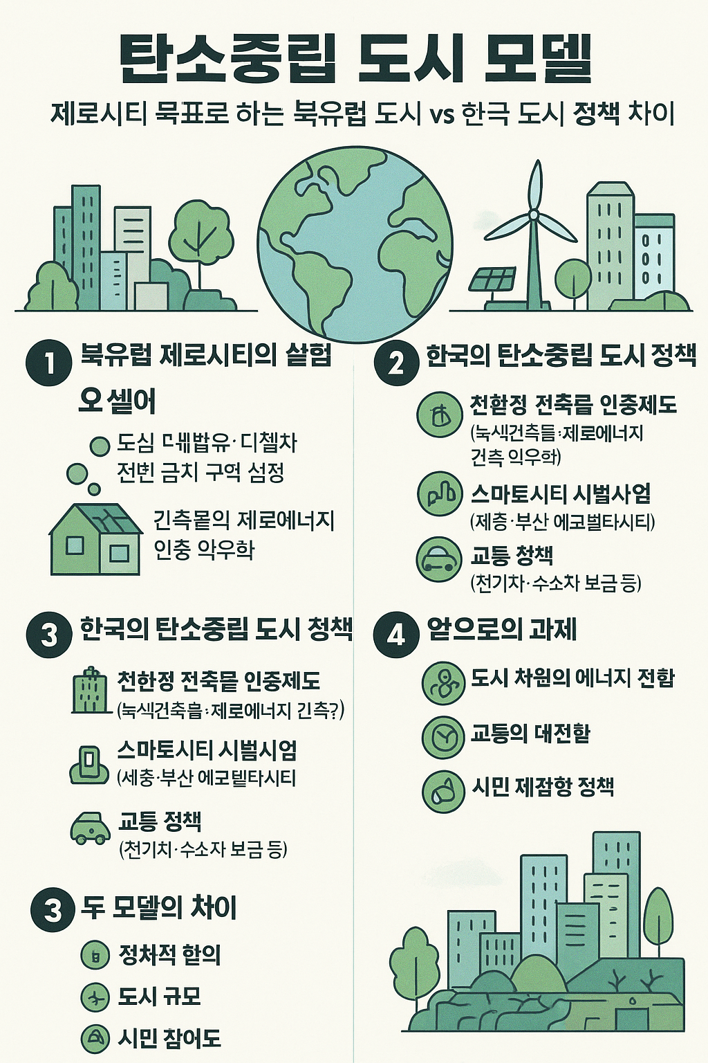 탄소중립 도시 모델 – 북유럽 ‘제로시티’ vs. 한국 도시 정책의 차이