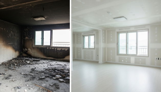 다세대 빌라 화재 복구 전후