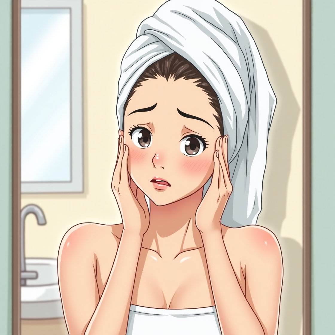 거울 속 칙칙한 피부