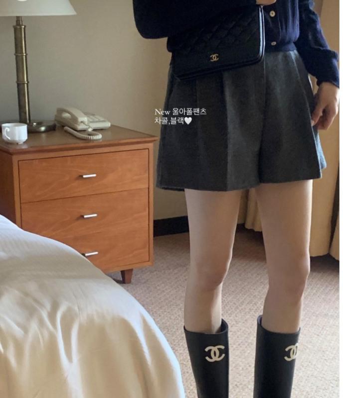 (전체 당일/BEST/쿠폰/무배) 미엘 울 아폴 팬츠 울70 핀턱 반바지 3부 겨울