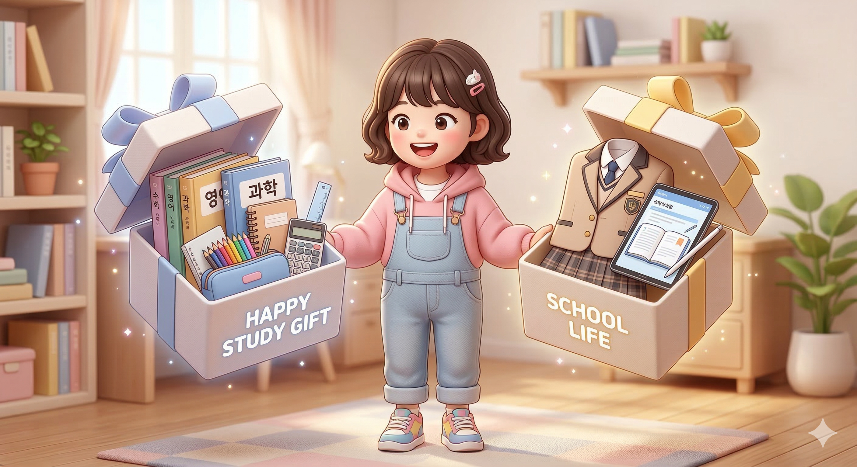 국가에서 지원하는 학습 바우처 혜택과 지자체 신입생 입학준비금의 지원 대상 및 중복 수혜 여부를 나란히 비교한 일러스트