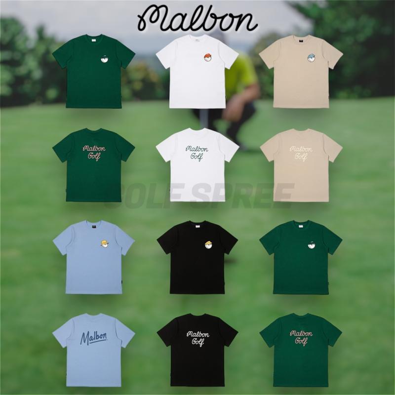 (국내매장판) 말본 골프웨어 스크립트 남여공용 로고 골프티셔츠 반팔카라상의