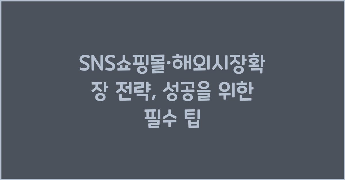 SNS쇼핑몰·해외시장확장