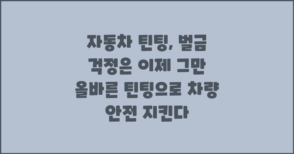 자동차 틴팅, 벌금 걱정은 이제 그만!